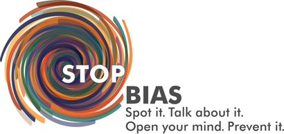 Stop Bias Logo; Full color; Vertical strap line.   Minimum print size 3.25" x 2.5" Do not  ungroup.
